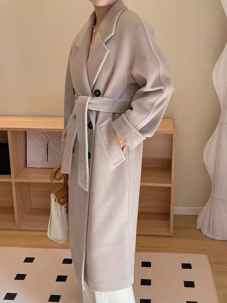 Casaco de Cashmere Camel Classic, casaco de lã de comprimento médio, novo, 101801, outono e inverno
