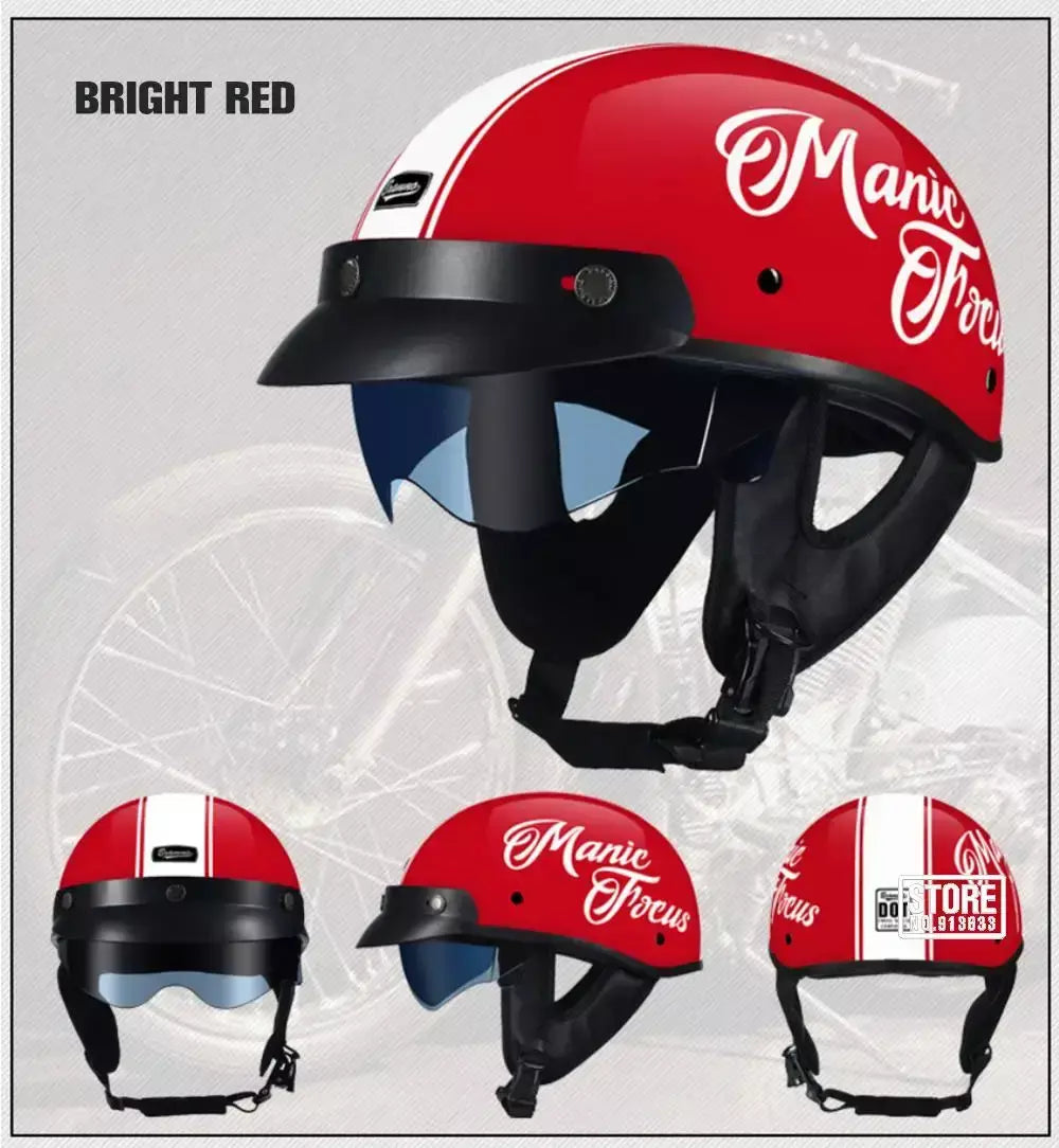 Retro capacete da motocicleta dot certificação moto capacete das mulheres dos homens meio capacete lente hd casco quatro estações equitação scooter capacetes