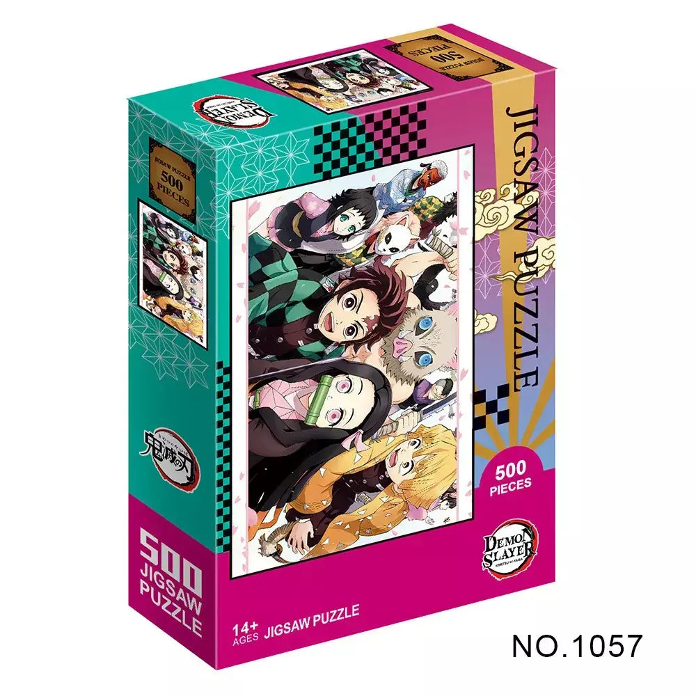 500/1000 peças quebra-cabeças para adultos demon slayer anime japonês série kimetsu dos desenhos animados crianças brinquedos educativos iluminar presentes