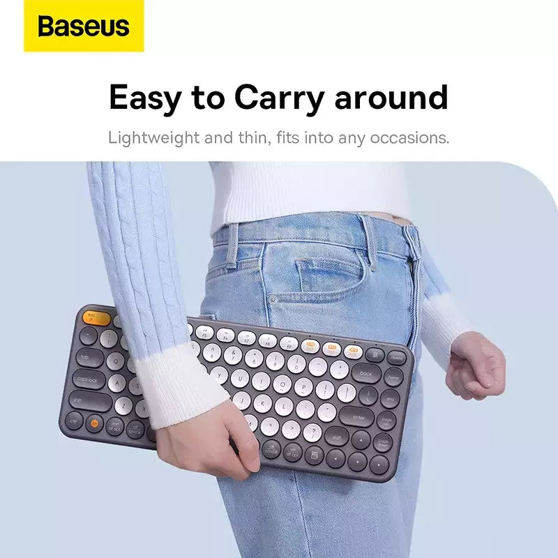 Baseus-Teclado Ergonômico Sem Fio, 2.4G, Bluetooth 5.0, Keycap Numérico, Office Game, Tablet, PC, iPad, MacBook, Laptop