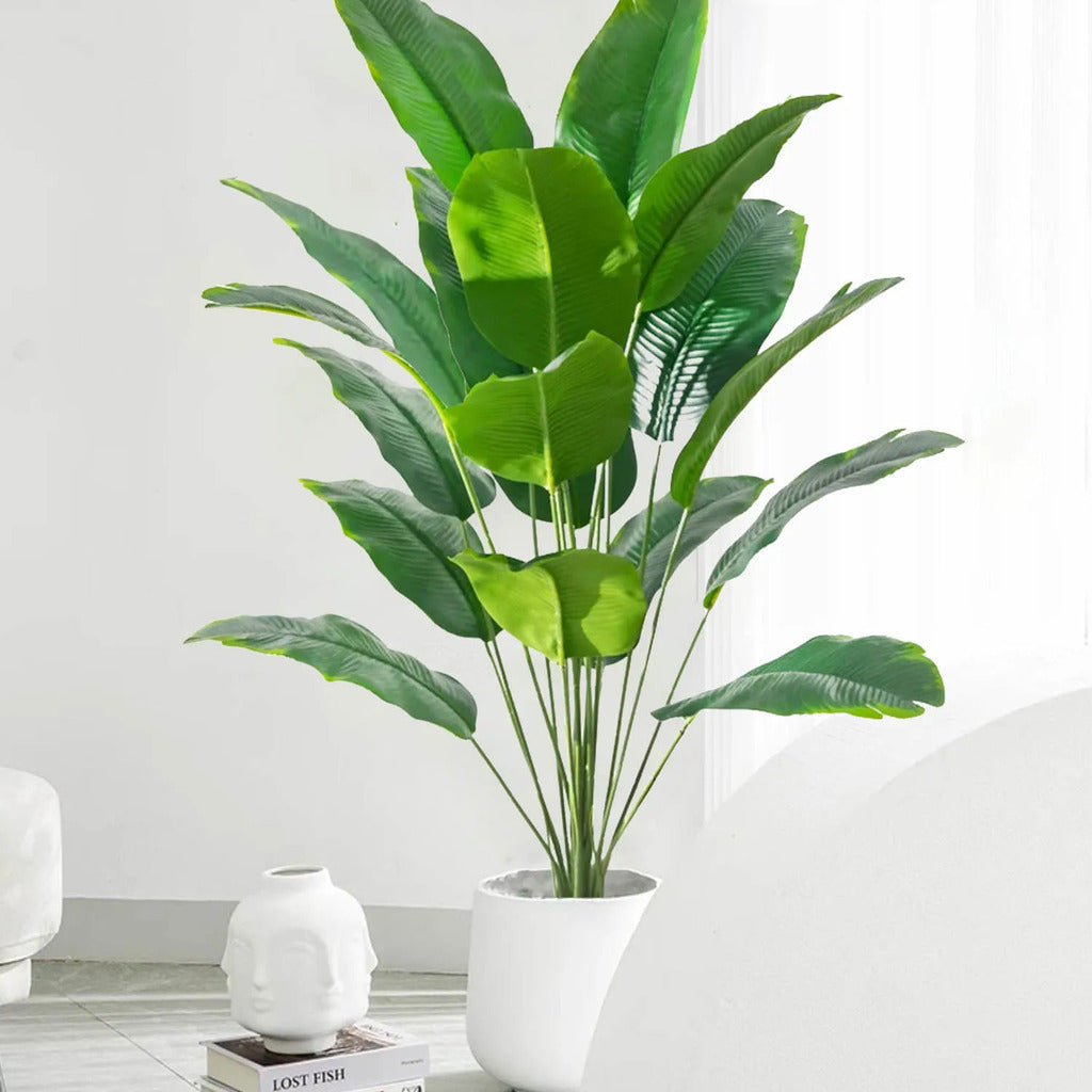 Palmeira tropical artificial 60-90-120cm(47,2 pol.) folhas de planta de banana falsa toque real planta de plástico strelitzia para jardim doméstico