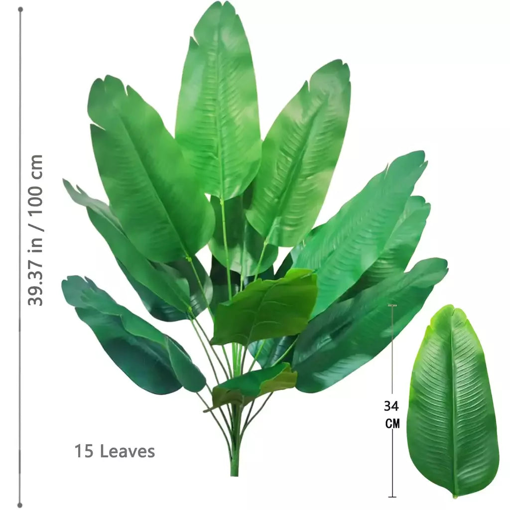 Palmeira tropical artificial 60-90-120cm(47,2 pol.) folhas de planta de banana falsa toque real planta de plástico strelitzia para jardim doméstico
