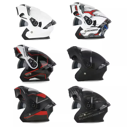 DOT Uchoose Capacetes aprovados Crash Moto Equipamento de proteção Homens Mulheres Flip Up Capacete Motocicleta Viseira Duplo Sol