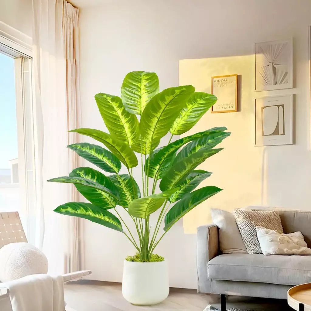 Palmeira tropical artificial 60-90-120cm(47,2 pol.) folhas de planta de banana falsa toque real planta de plástico strelitzia para jardim doméstico