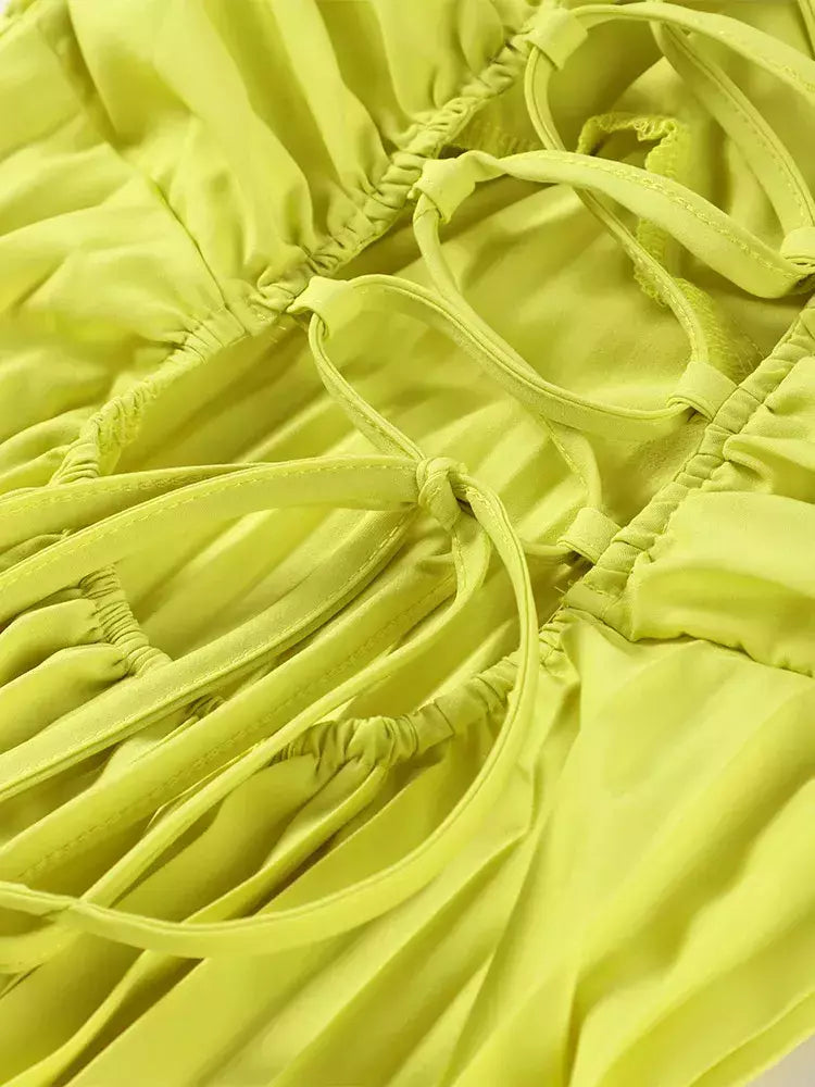 Vestido longo plissado sem alças feminino, Elegante, Sem alças, Fita, Plissado, Sexy, Sem mangas, Sem encosto, Lady, Festa à noite, Novo, Verão, 2022