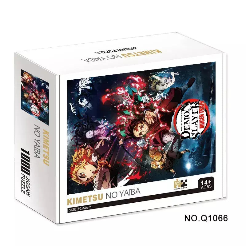 500/1000 peças quebra-cabeças para adultos demon slayer anime japonês série kimetsu dos desenhos animados crianças brinquedos educativos iluminar presentes