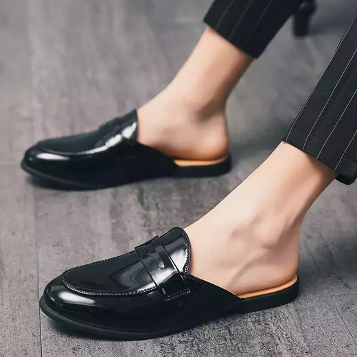 Nova Chegada All-match Muller Sapatos Homens Moda De Couro Metade Chinelo Homens Verão Mocassins Flats Chinelos para Sapatos Dos Homens Ao Ar Livre