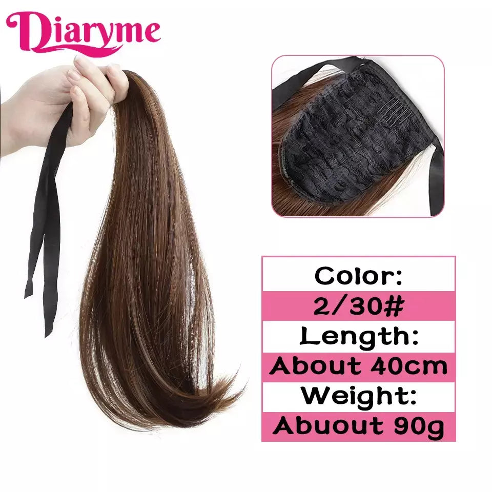 Extensões sintéticas longas do cabelo do rabo de cavalo para mulheres, preto, marrom, reistan do calor, rabo de pônei, cabelo falso, grampo no hairpiece