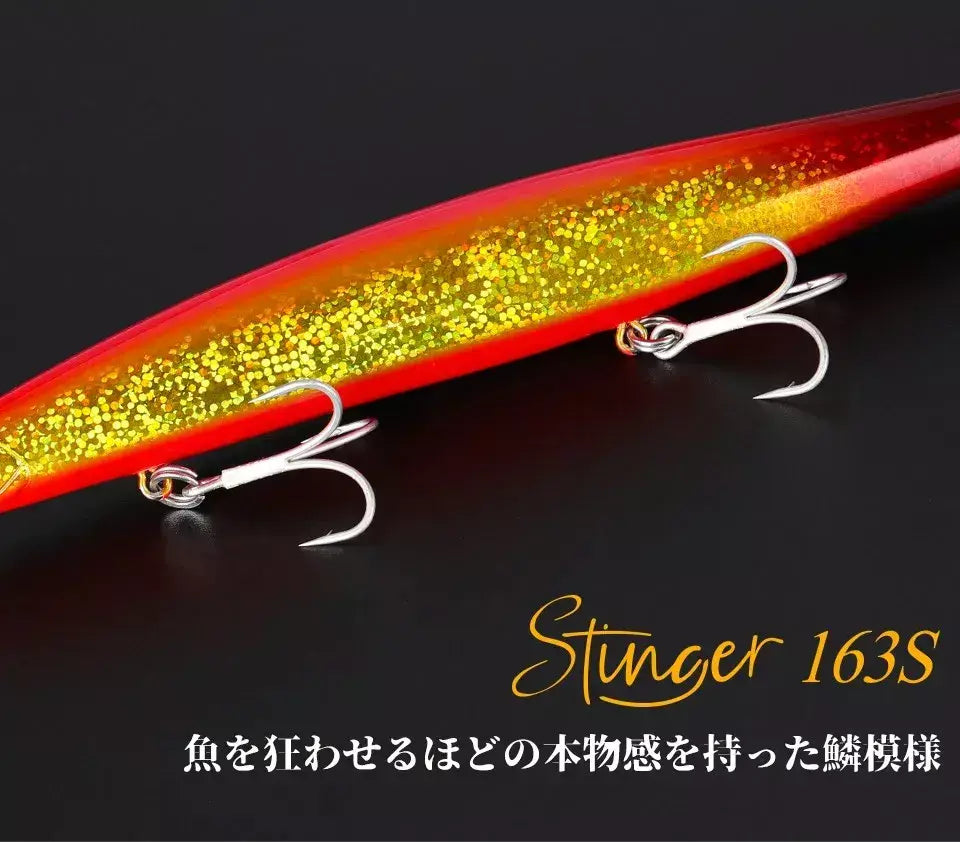 TSURIKNOYA-STINGER 163S-Ultra Long Casting Saltwater Sinking Minnow, Iscas de Pesca, Iscas Artificiais Duras para Robalo, 163mm, 34.2g