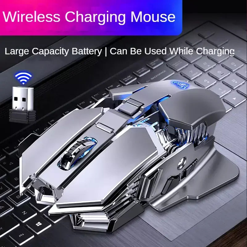 Sc300 mouse sem fio recarregável silencioso notebook computador de mesa mecânico e-sports jogo casa com 4 cores luzes frescas
