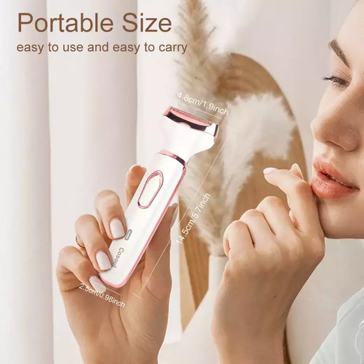 Barbeador elétrico para mulheres, barbeador aparador de cabelo para rosto, barba, bigode, axila, braço, biquíni, perna, barbeador portátil indolor 4 em 1, recarregável, máquina de cortar cabelo corporal sem fio