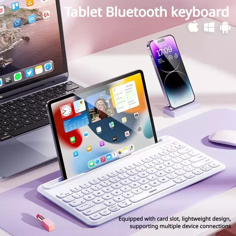Baseus-Teclado Bluetooth Ultra Fino Sem Fio, Silencioso, Recarregável, Tablet, iPad Pro, Huawei, MatePad, Lenovo, Android, K02