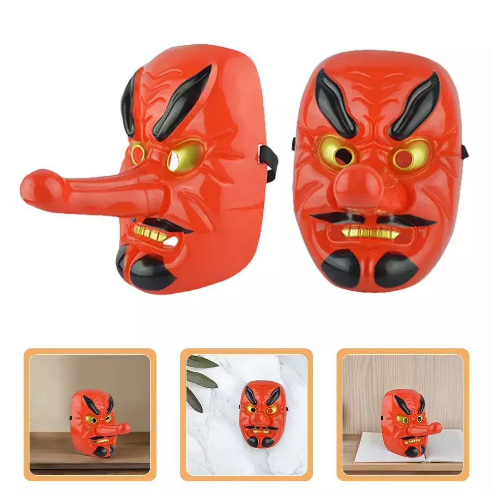 2 pçs tradicional japonês drama máscara japonês samurai máscaras para adultos fantasma vermelho máscara facial para carnaval halloween cosplay adereços