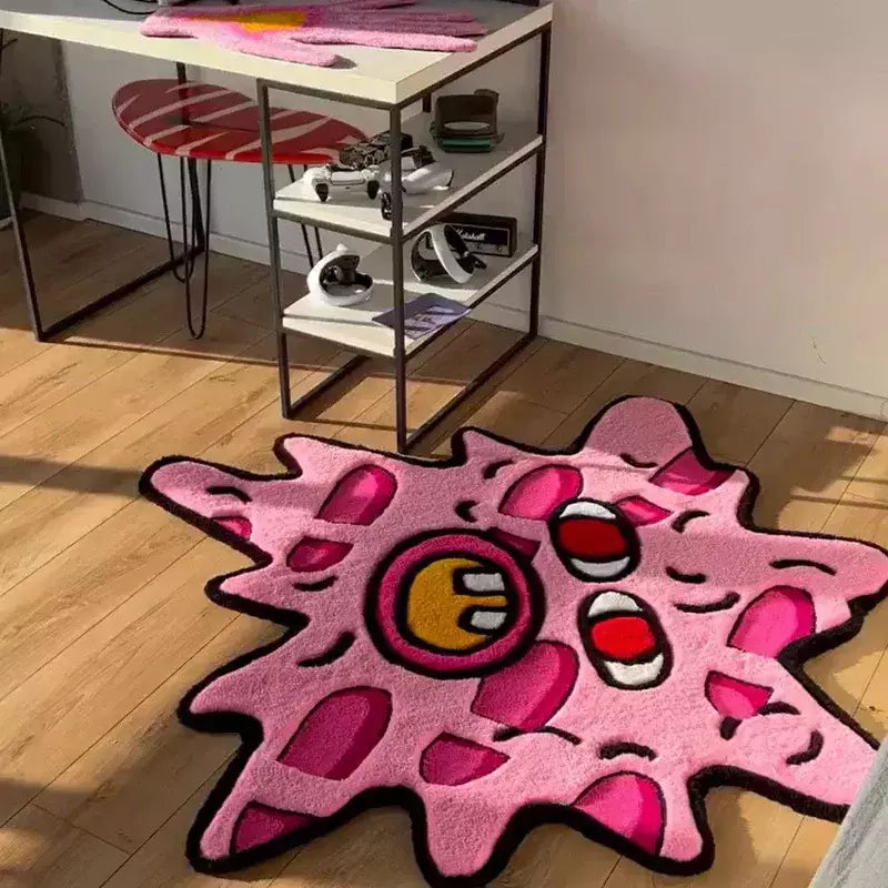 Tapete de pelúcia antiderrapante macio irregular, Tapetes de cabeceira, Decoração criativa da sala de estar, Quarto de estudo simples