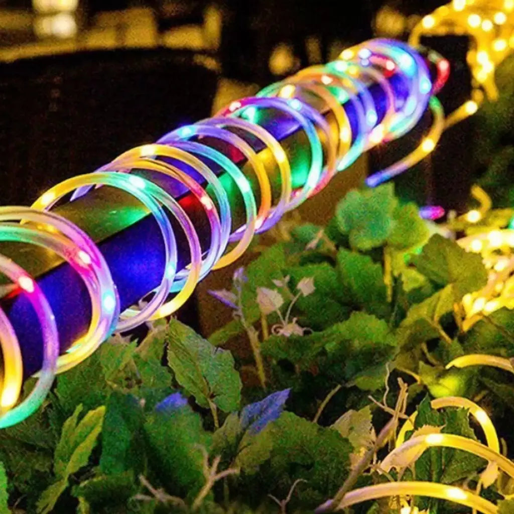 Led solar corda luz de tira corda 7m jardim iluminação rua guirlanda natal luzes fadas ao ar livre ip65 à prova dip65 água tubo lâmpada