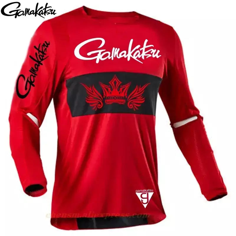 Nova gamakatsu roupas de pesca de secagem rápida sol proteção uv t camisa esportes roupas de pesca camisas de pesca ciclismo wear