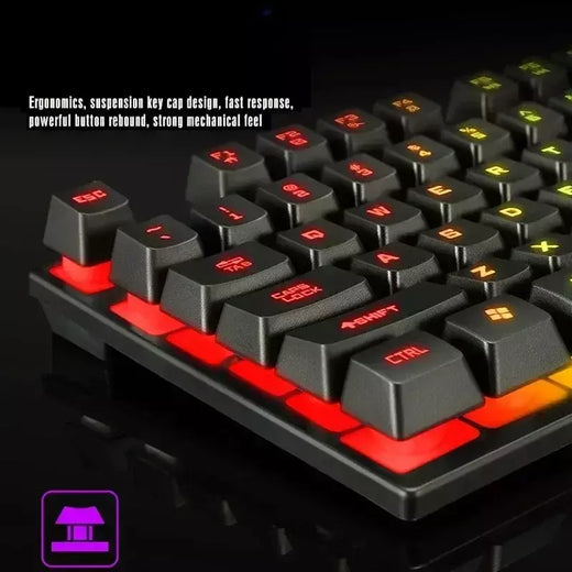 Kit de teclado e mouse para jogos RGB retroiluminado USB com fio teclado e mouse para computador combo 104 teclas para PC Gamer Laptop