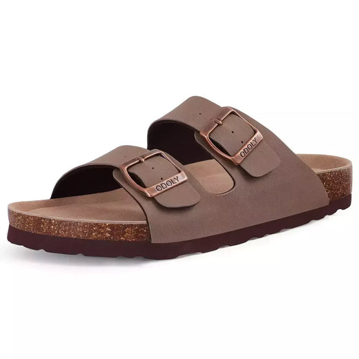Chinelos Antiderrapantes Kidmi-Camurça para Homens e Mulheres, Mulas Clássicas de Cortiça, Sandálias Fivela Ajustável, Moda Exterior
