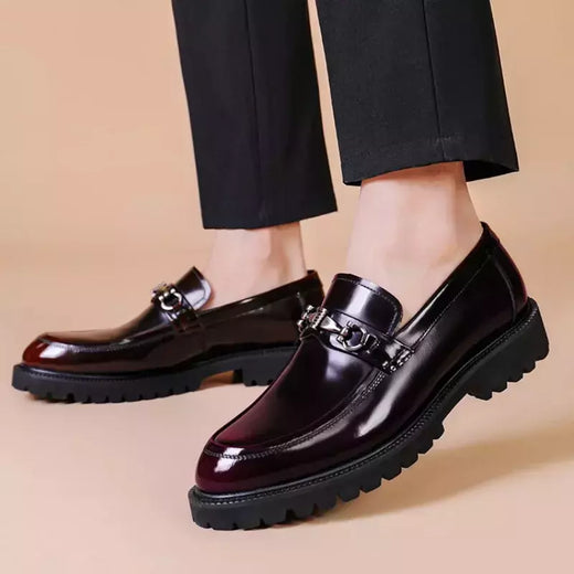 Sapato masculino vestido de fivela de rua, mocassins de couro genuíno, sapatos casuais luxuosos, sapato elegante bom ponto afiado, alta qualidade