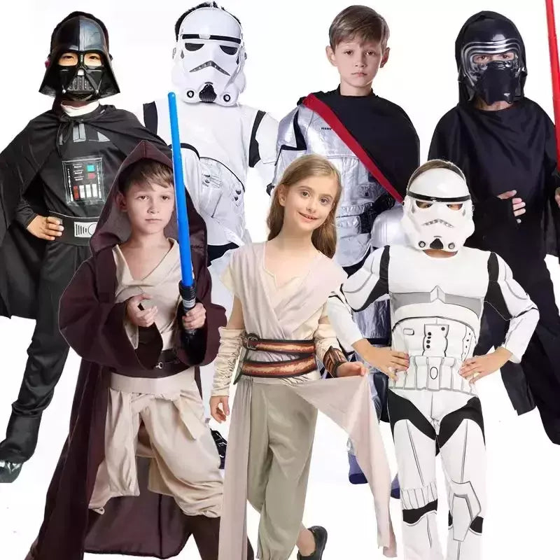 2024 novo traje de guerreiro preto tempestade soldado darth vader anakin skywalker menina guerras rey cosplay festa traje roupas capa máscara