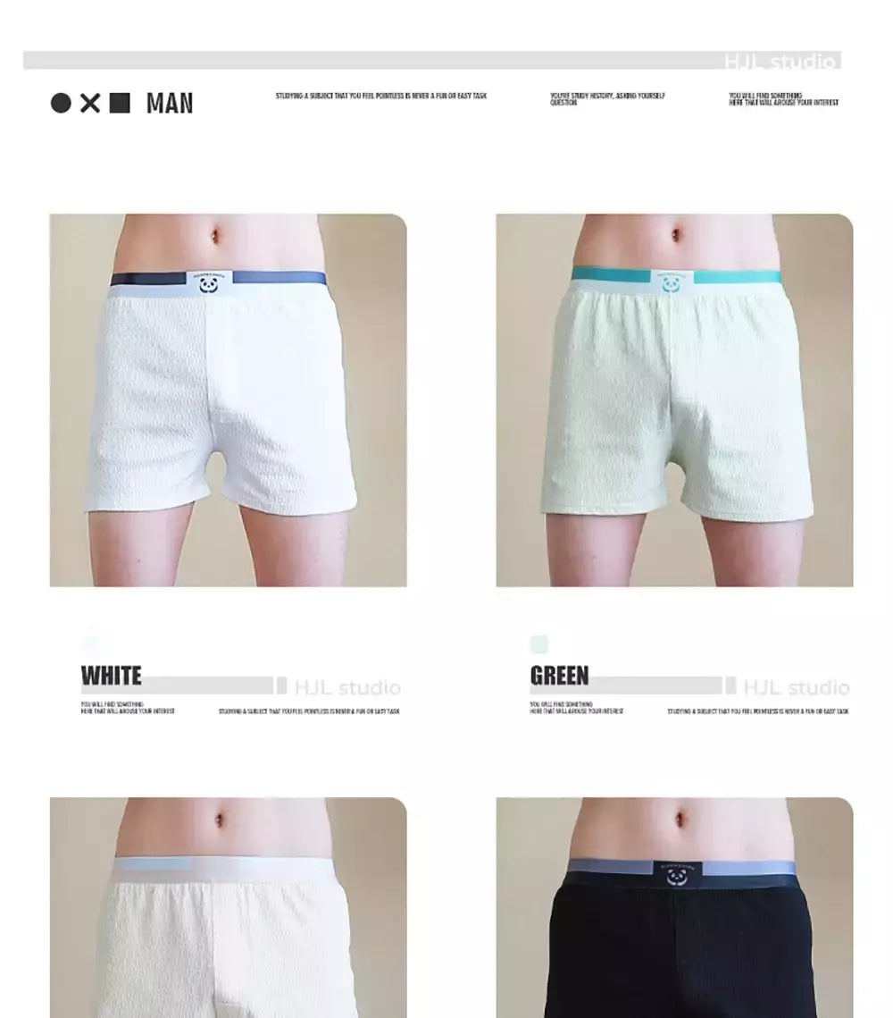 100% algodão macio solto respirável roupa interior masculina moda panda impressão sólida malha pj calças cintura alta elástica pijamas boxers