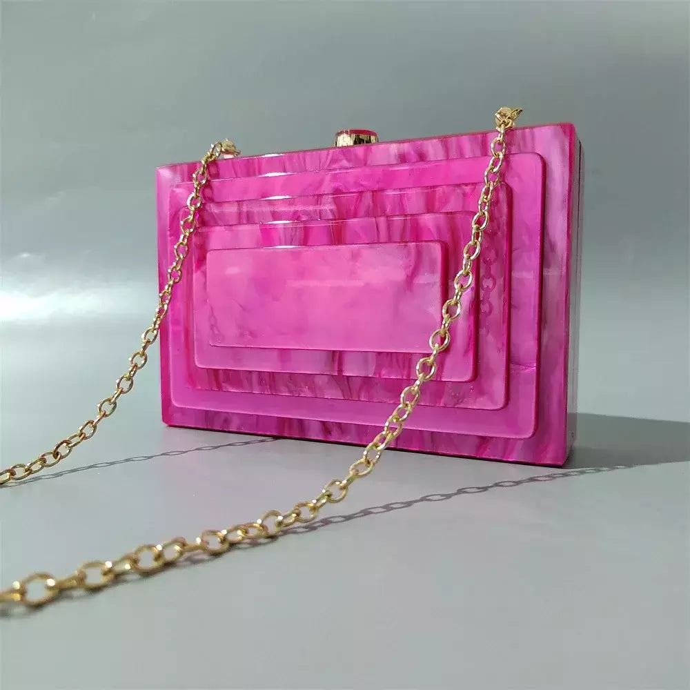 Saco de noite de luxo acrílico para mulheres, sacos na moda, bolsas de marca verde, bege, festa, casual, caixa bonito, mini embreagem, bolsa, carteira, carteira, novo