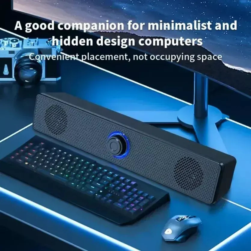 Xikcu sem fio bluetooth e pc soundbar com fio alto-falante alimentado por usb soundbar para tv pc portátil sistema de áudio surround de cinema em casa