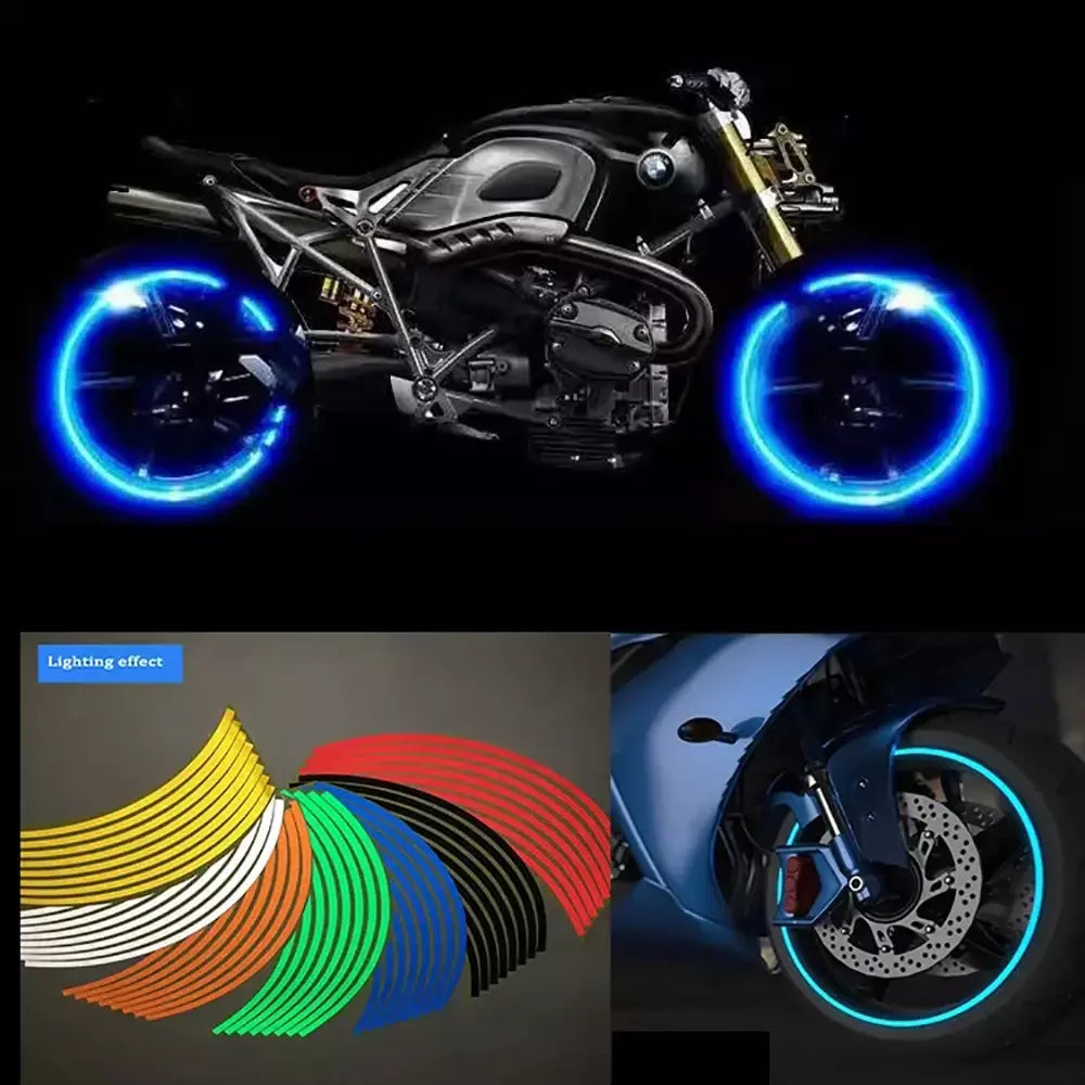 1 conjunto de 16 pçs adesivo de roda fita reflexiva aro listra bicicleta motocicleta adesivos para honda para kawasaki z750 z800 para yamaha mt07