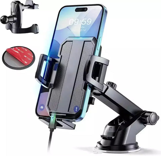 Suporte de telefone para carro 3 em 1, suporte de sucção poderosa para painel de carro, ventilação de ar, para-brisa para todos os telefones iPhone Android