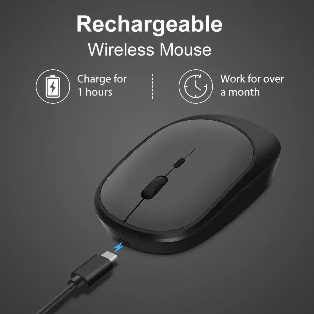 Mouse para jogos sem fio 2.4Gh, modos duplos, Bluetooth, consumo de energia ultrabaixo, compatível com PC, Mac, computadores, laptops, mudo