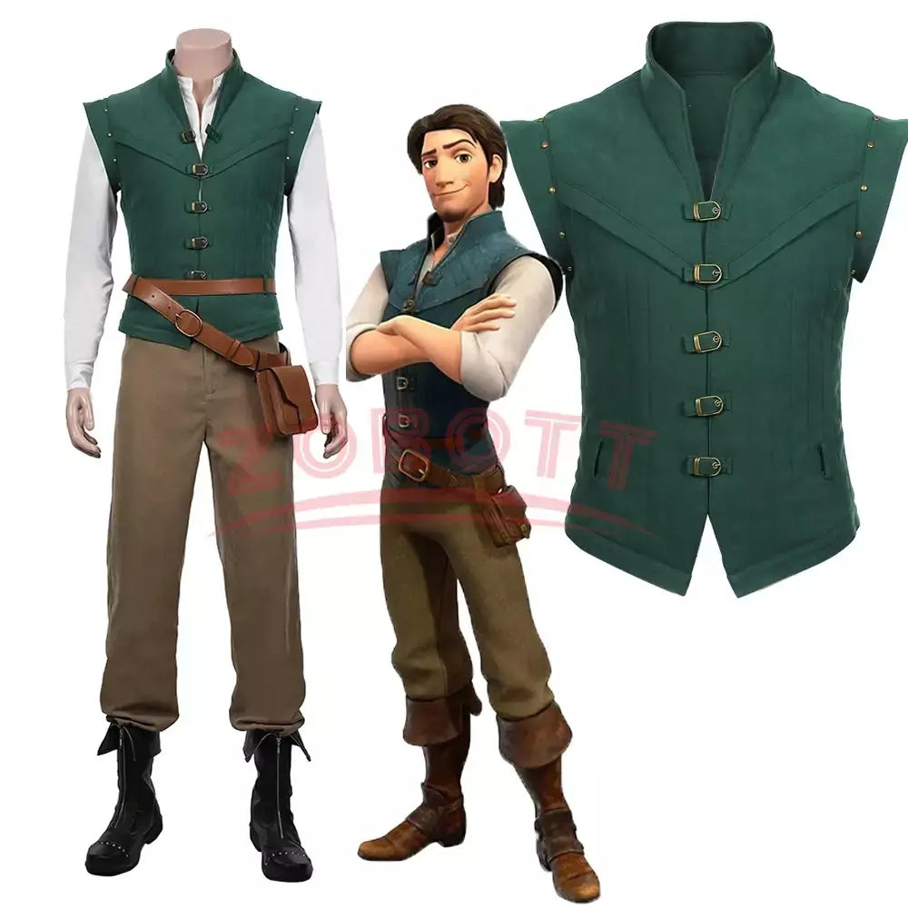 Anime flynn rider emaranhado rapunzel cosplay traje adulto carnaval uniforme halloween anime trajes do príncipe acessórios
