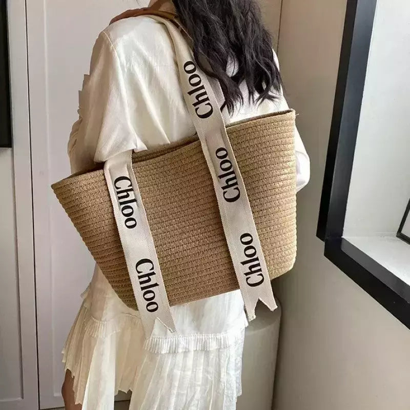 Cesta Vegetal Tecida à Mão para Mulheres, Sacola De Palha, Designer Bags, Designer Bags, Bolsas De Praia, Férias, Beira-mar, Verão