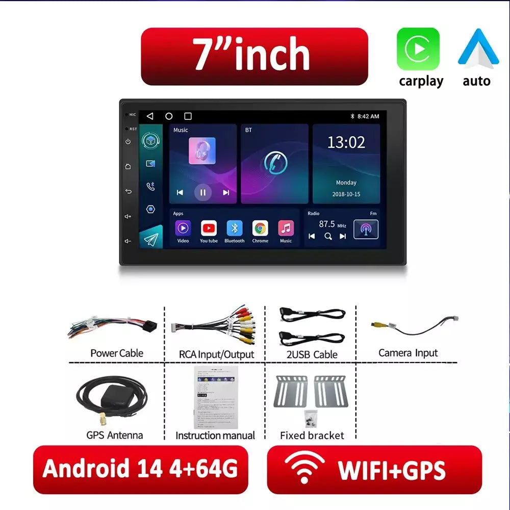 Essgoo rádio do carro android 14 carplay vídeo multimídia automático 7/9/10 ''estéreo universal para volkswagen nissan hyundai kia toyota