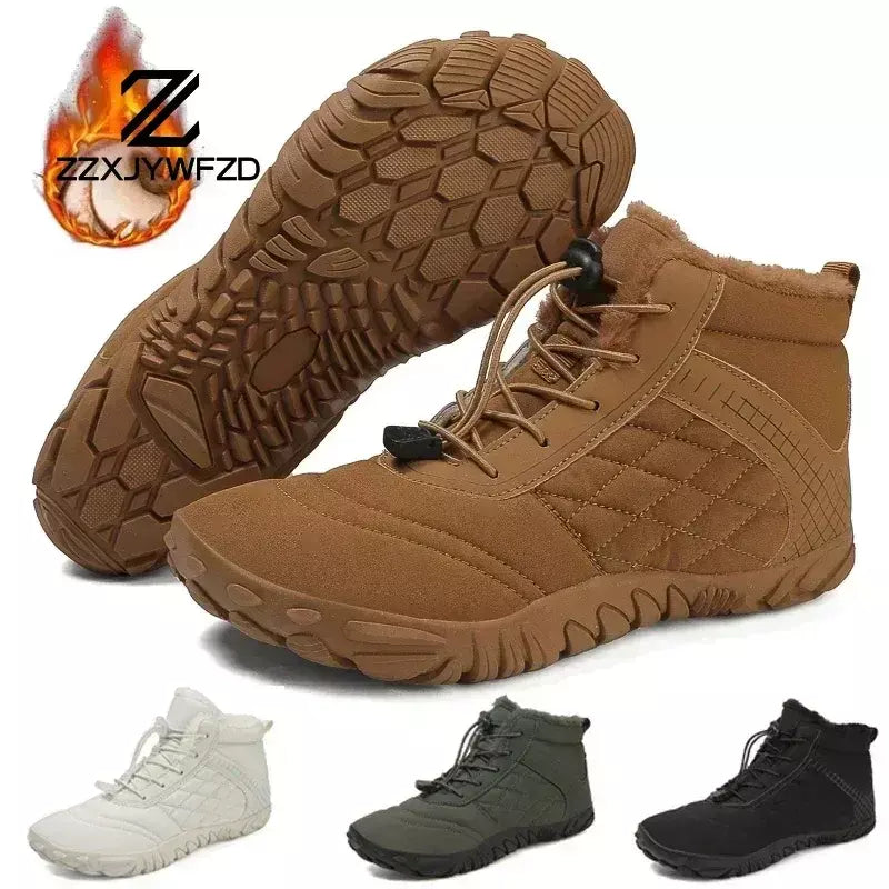 2024 novas botas de inverno para homens neve descalço mulheres ao ar livre antiderrapante pele quente tênis casuais plus size botas de tornozelo sapatos de caminhada