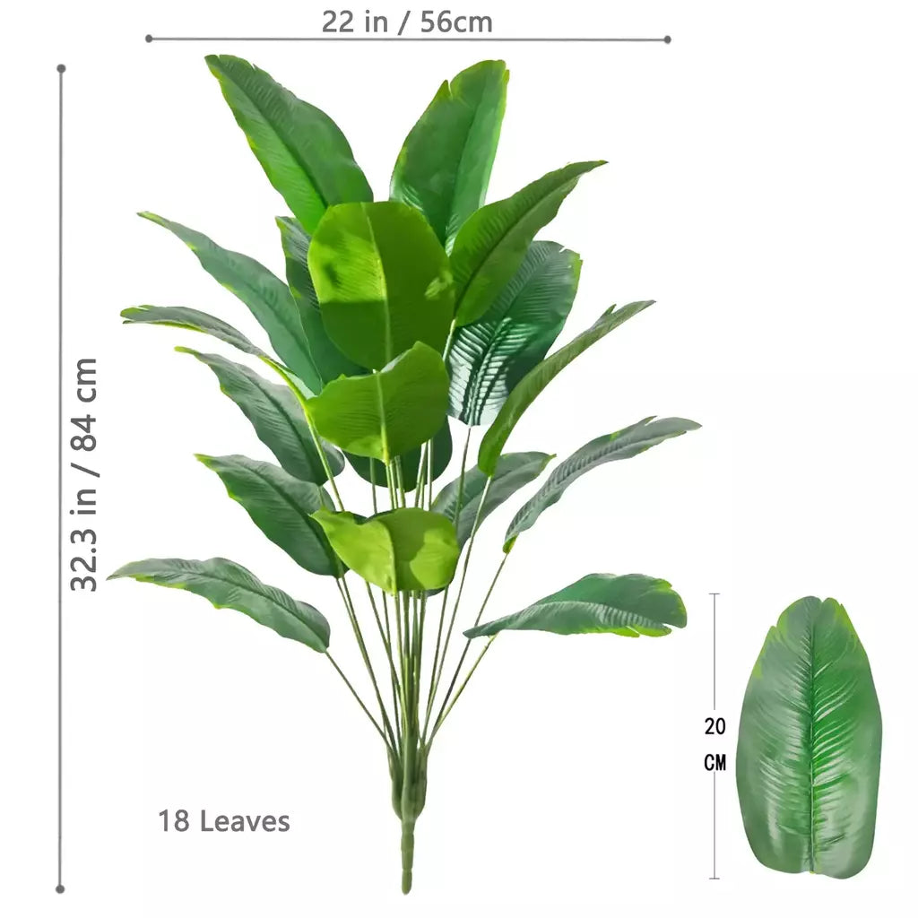 Palmeira tropical artificial 60-90-120cm(47,2 pol.) folhas de planta de banana falsa toque real planta de plástico strelitzia para jardim doméstico