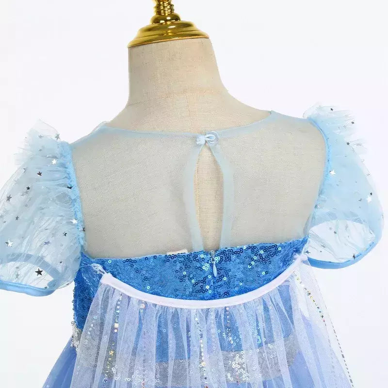 Crianças elsa traje menina aniversário malha vestido de princesa crianças cosplay neve rainha desempenho fantasia noite roupas de halloween
