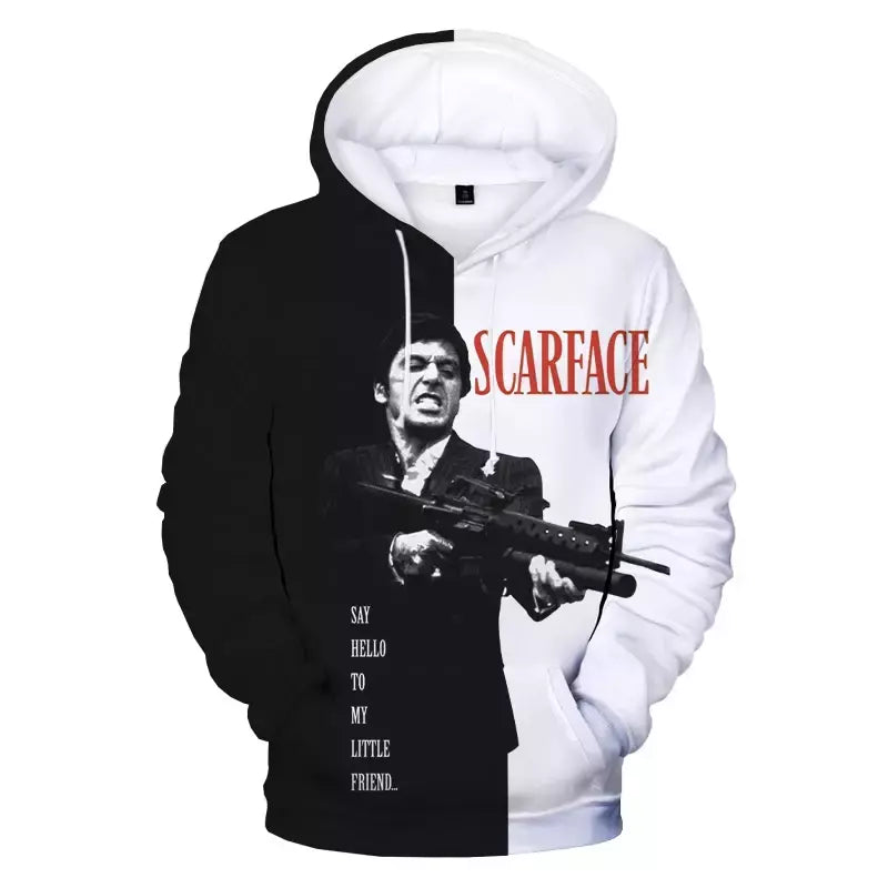 Scarface-Homens e Mulheres 3D Impresso Hoodies Filme, Moletom Moda, Harajuku Streetwear, Hoodie de grandes dimensões, Pullover, Tony Montana, Novo