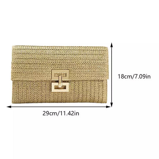 Safia Woven Clutch para mulheres, bolsa de vime de praia, bolsa feminina casual, festa noturna, casamento, luxo, verão, novo