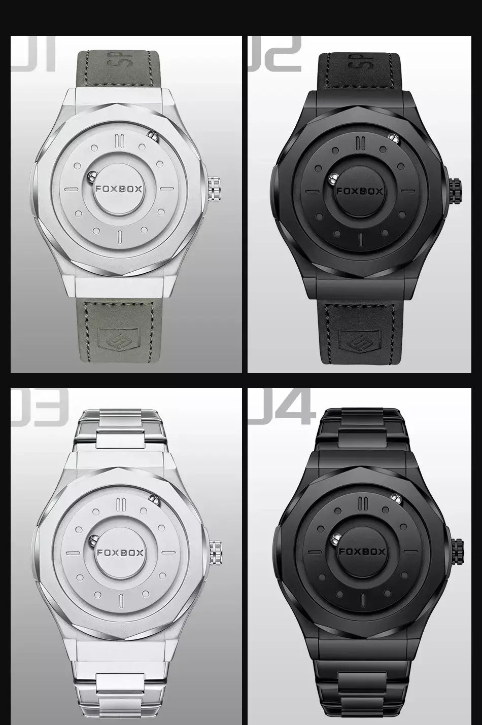Foxbox criativo rolagem ponteiro força magnética relógios de pulso quartzo masculino esportes ao ar livre relógio à prova dwaterproof água masculino relogio masculino