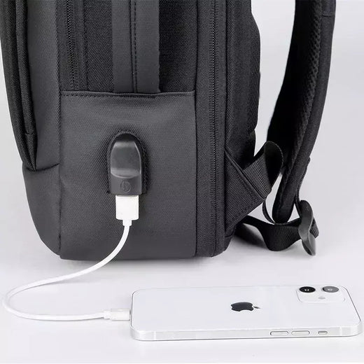 Expansível Mochila Laptop Impermeável, Bolsa de Negócios Masculina, Mochilas de Trabalho Multifuncionais, Saco Preto para Notebook, 16 17 "Carregamento