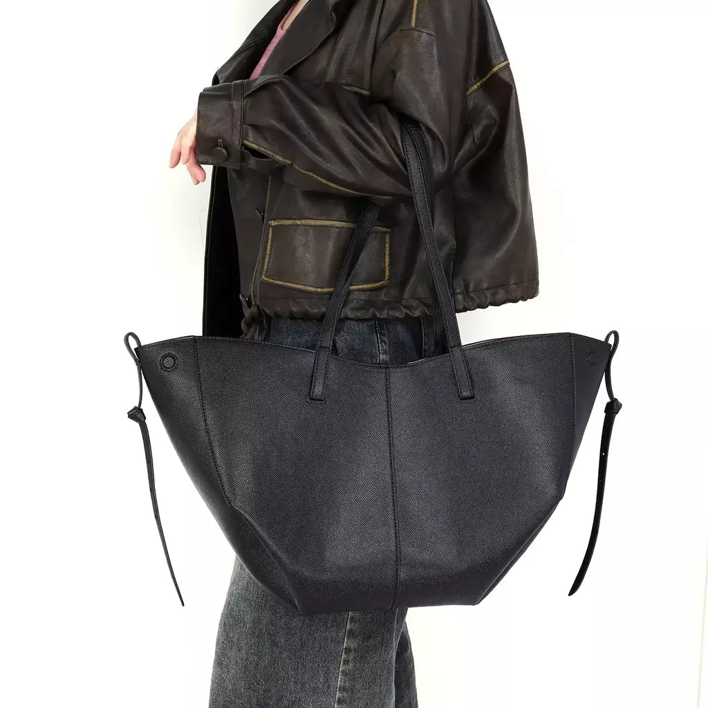 Bolsa de ombro elegante de grande capacidade para mulheres, Bolsa de lazer de couro PU