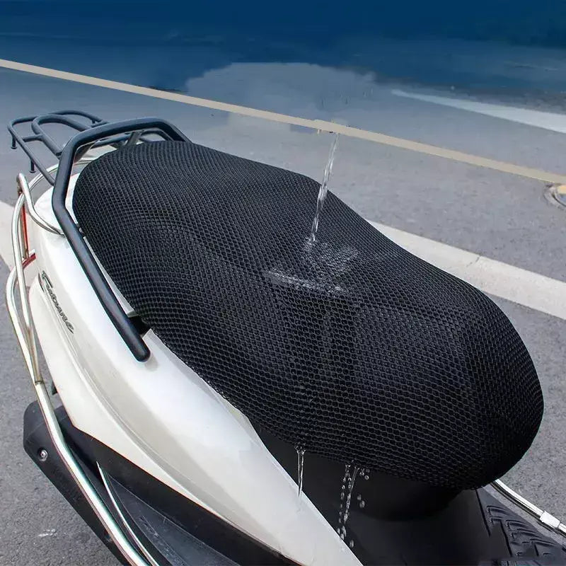 Capa de assento para motocicleta, tecido de malha 3d antiderrapante, assento de scooter, bicicleta elétrica, verão, design em favo de mel, ventilação