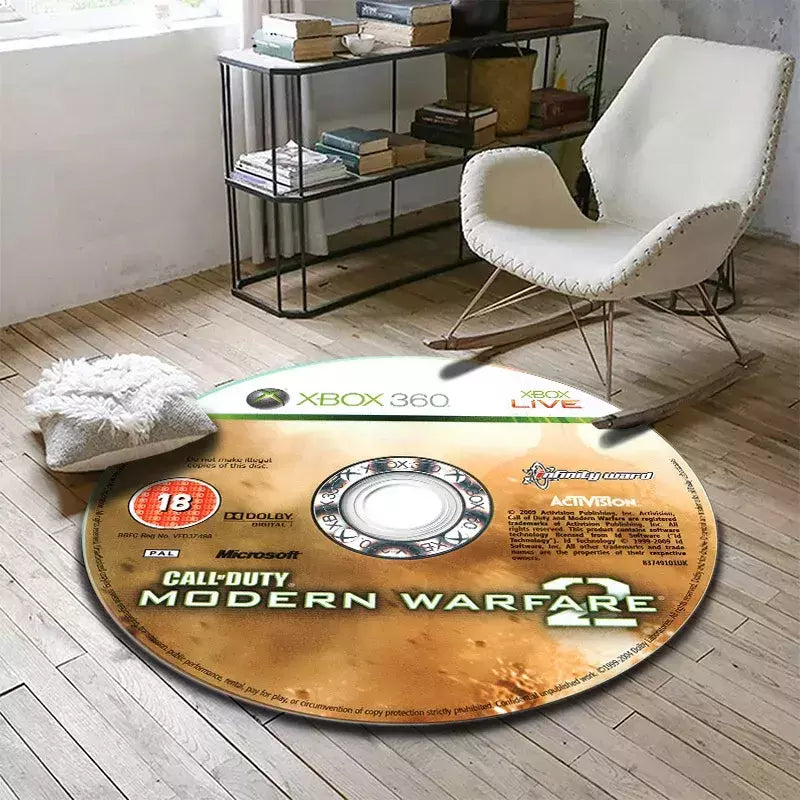 Rodada Anti-Slip Gamer Mat, Tapete preto CD CD, Tapete do banheiro, Decoração de casa, Tapete de cozinha, Sala, Presente para Menino