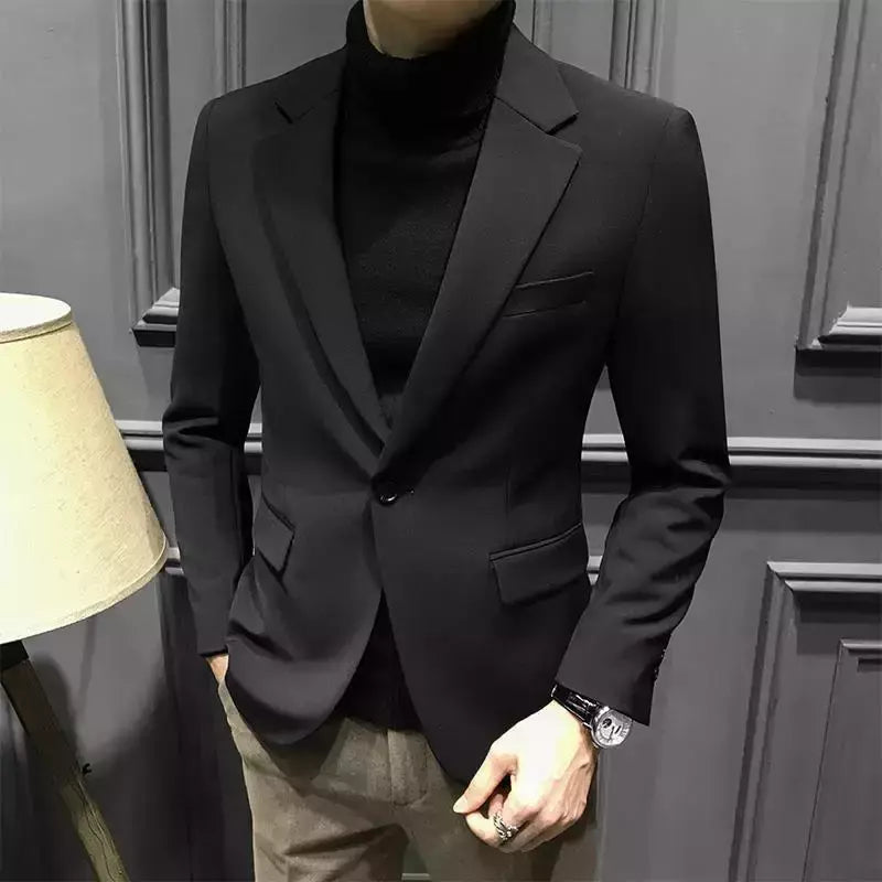 Blazer fino de negócios masculino, roupas estilo coreano, casaco casual, terno elegante, jaquetas marrons, de alta qualidade, 2024