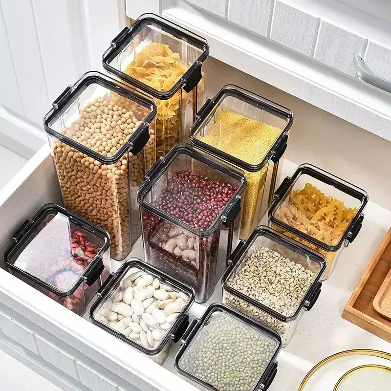 Conjuntos de cozinha empilháveis selados, 460-1800ml, caixa de plástico para armazenamento de alimentos, garrafa multigrãos, frutas secas, chá, recipientes de armazenamento