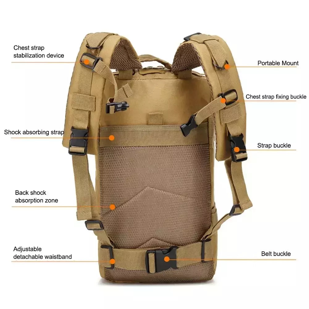 Classic Tactical Camouflage Nylon Backpack, Travel Sports Bag, Escalada ao ar livre, caça, pesca, caminhadas, 3P Pack