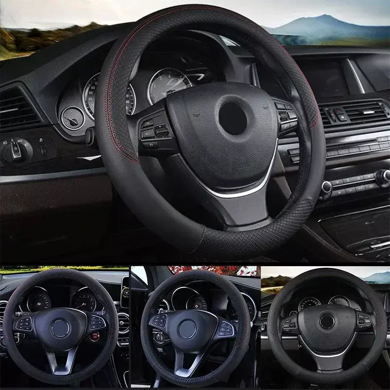 Universal nova capa de volante respirável couro artificial capa de volante do carro tecido trança auto interior amagi