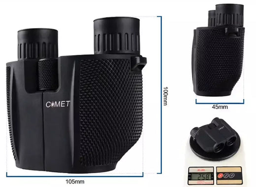Comet binóculos 10x25 bolso de longo alcance hd telescópio dobrável compacto bak4 prisma binocular escopo óptico lente fmc para caça