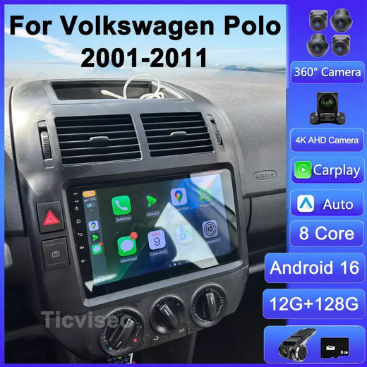 Para volkswagen polo mk4 2001 - 2011 android rádio do carro reprodutor multimídia carplay auto estéreo gps navi 2din dsp unidade principal