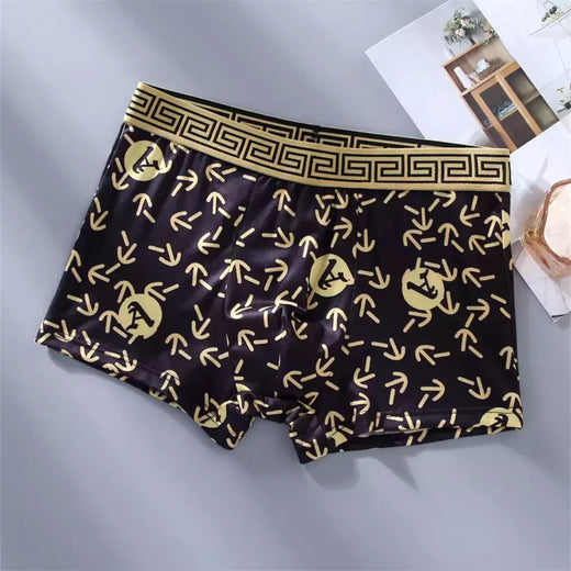 Roupa interior de algodão confortável masculina, Boxers preto e dourado, moda,